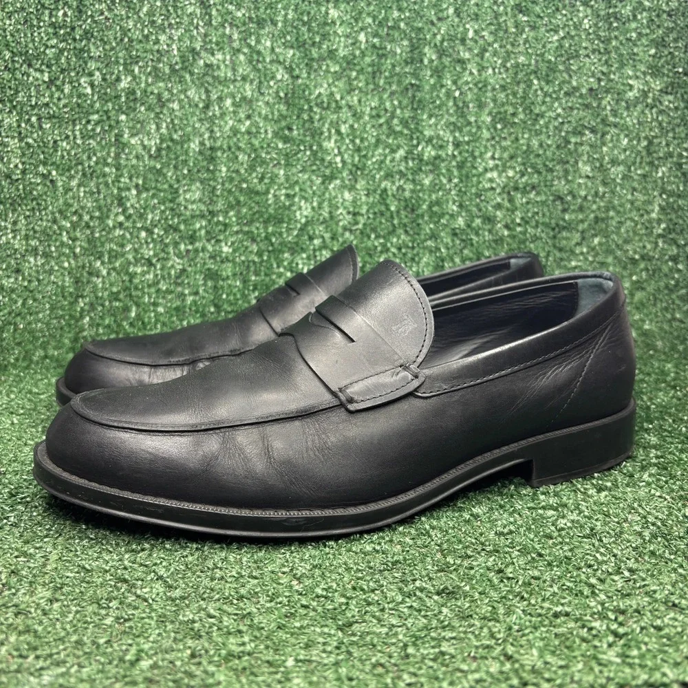 Tods Penny Loafer Leather Slip On Classic Luxury Dress Shoes Black‎ Mens Size 10